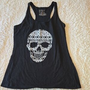 Black Graphic Sleeveless Tank Top
